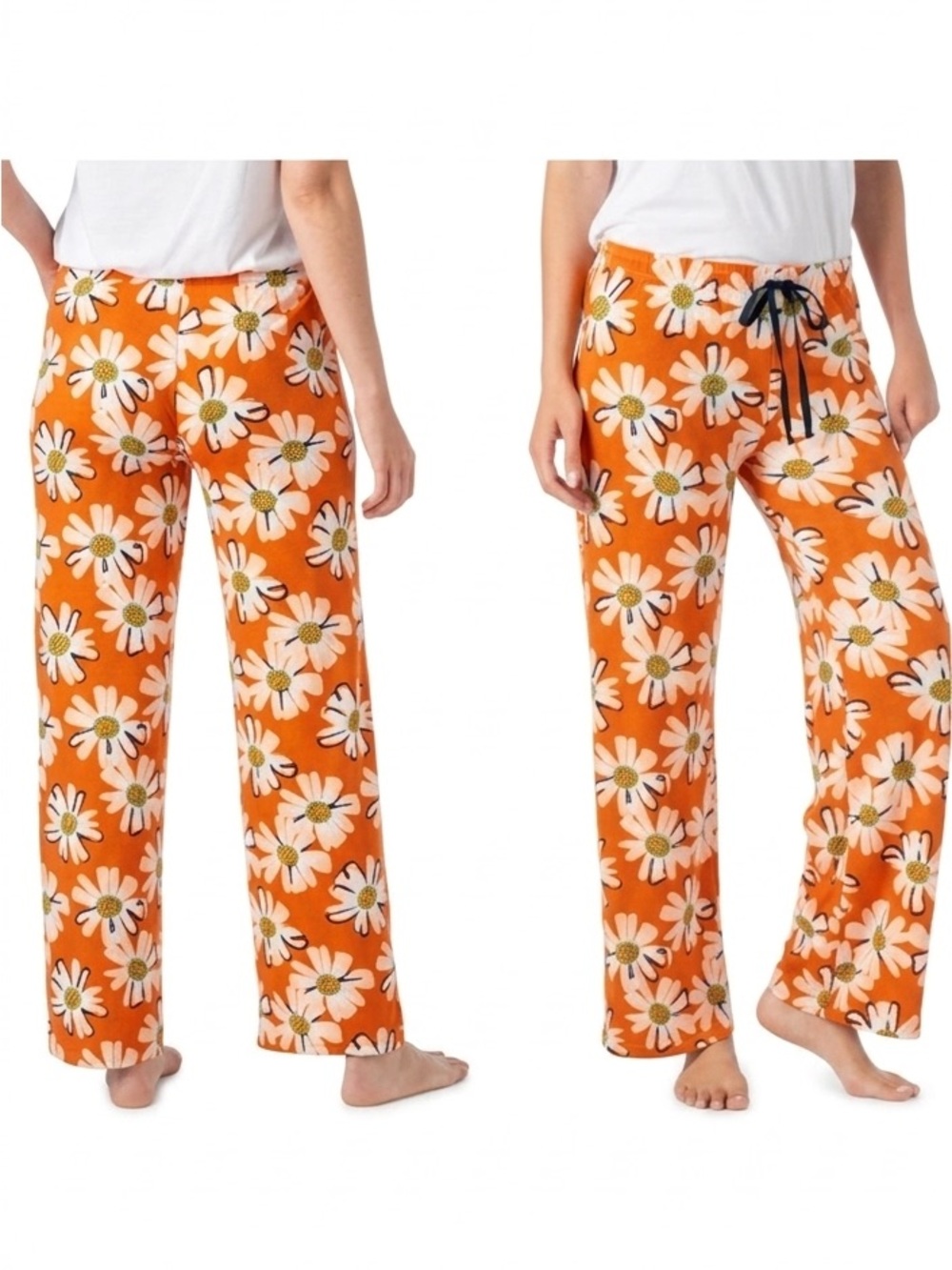Hello Mello Lazy Daisy Orange White Lounge Pajama Pants Comfy Size Large/XL NWOT